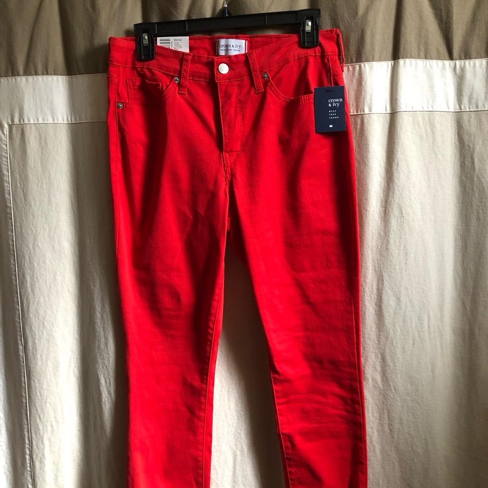 crown & ivy Bright Red Women's Skinny Jeans